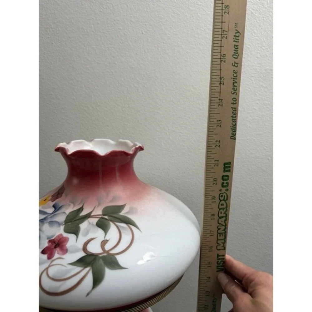 Vintage GWTW  Hurricane Lamp‎ Large Beautiful Floral Painted